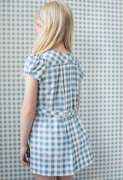 Ismay Dress, Gingham Print, Azul – Soor Ploom