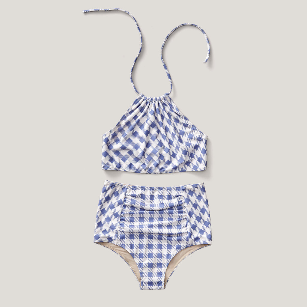 Soor Ploom 水着 Cleo Swim Set Gingham 4y Cleo Swimsuit, Gingham Print, Blueberry – Soor Ploom