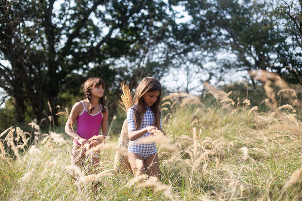 Leni Swimsuit, Gingham Print, Blueberry – Soor Ploom