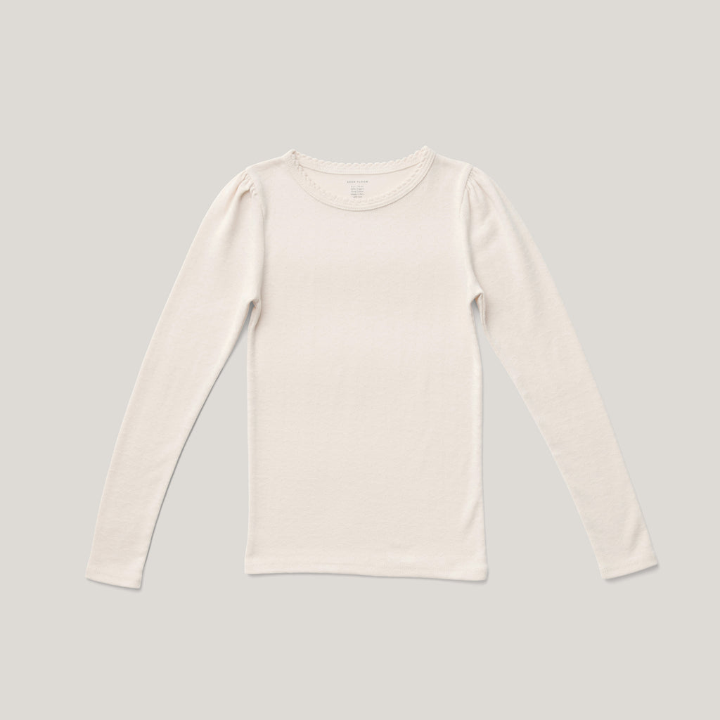 Pouf Tee, Heart Pointelle, Milk – Soor Ploom