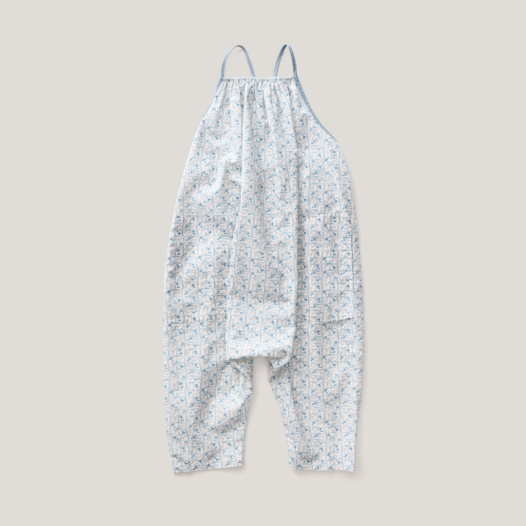 Ines Romper, Flower Press Print, Azul – Soor Ploom