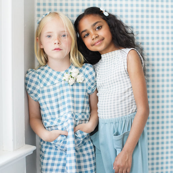Ismay Dress, Gingham Print, Azul