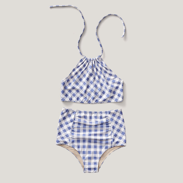 Cleo Swimsuit, Gingham Print, Blueberry*