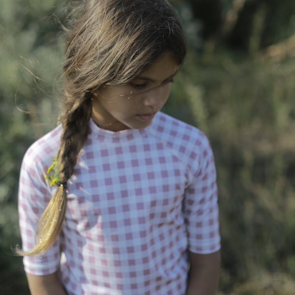 Rashguard, Gingham Print, Zinnia*