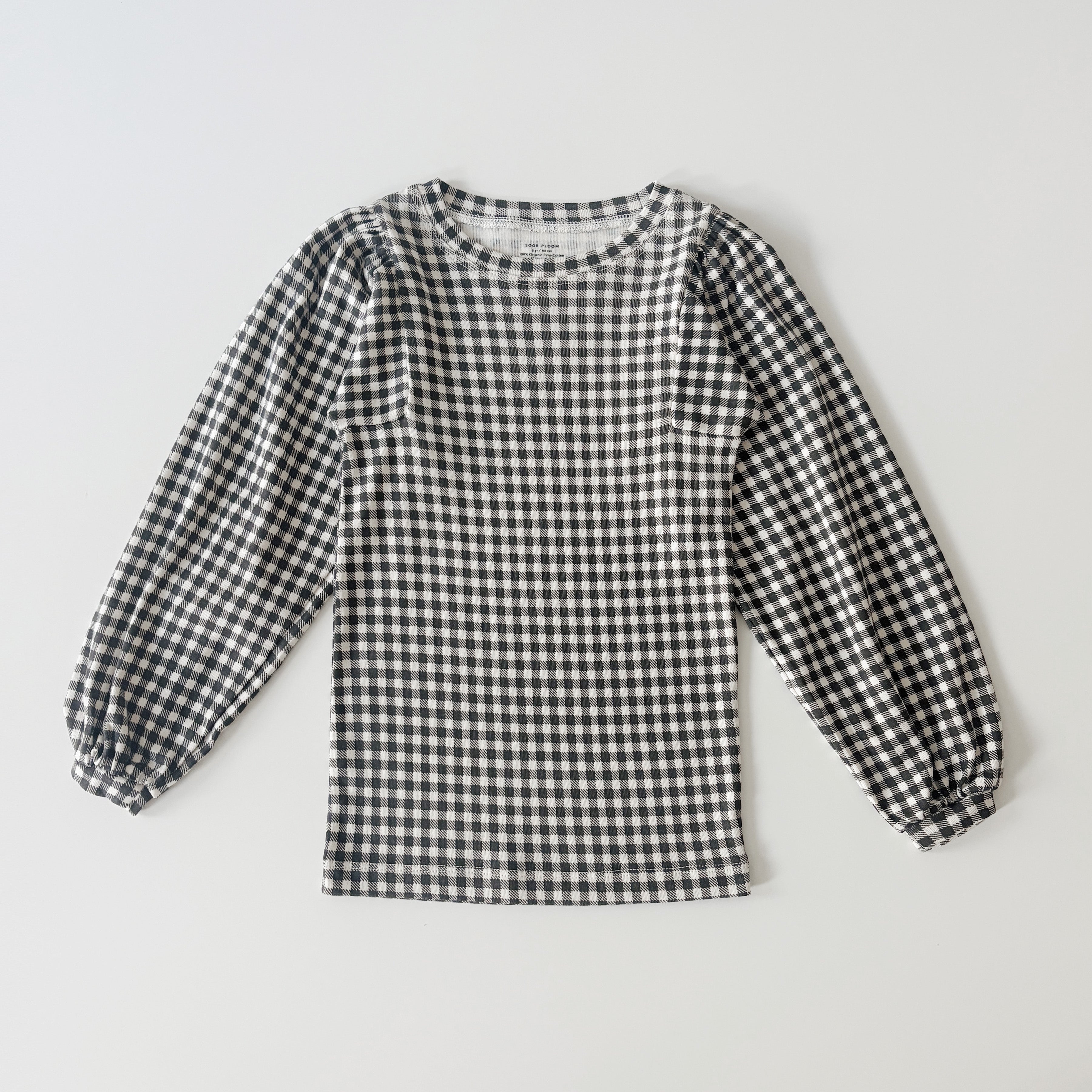 Balloon Tee, Gingham Print, Shale, Size 6 – Soor Ploom