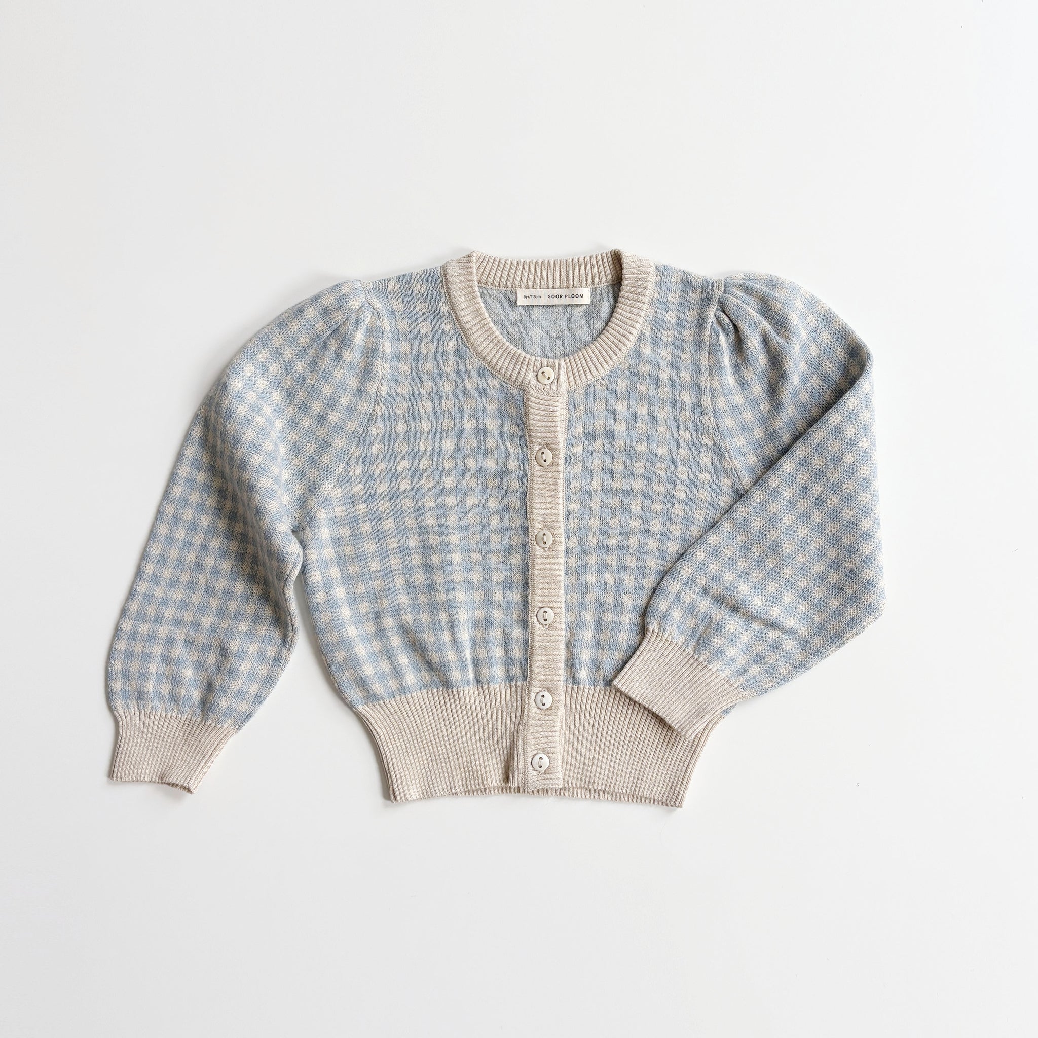 Rose Cardigan, Gingham, Azul, Size 6