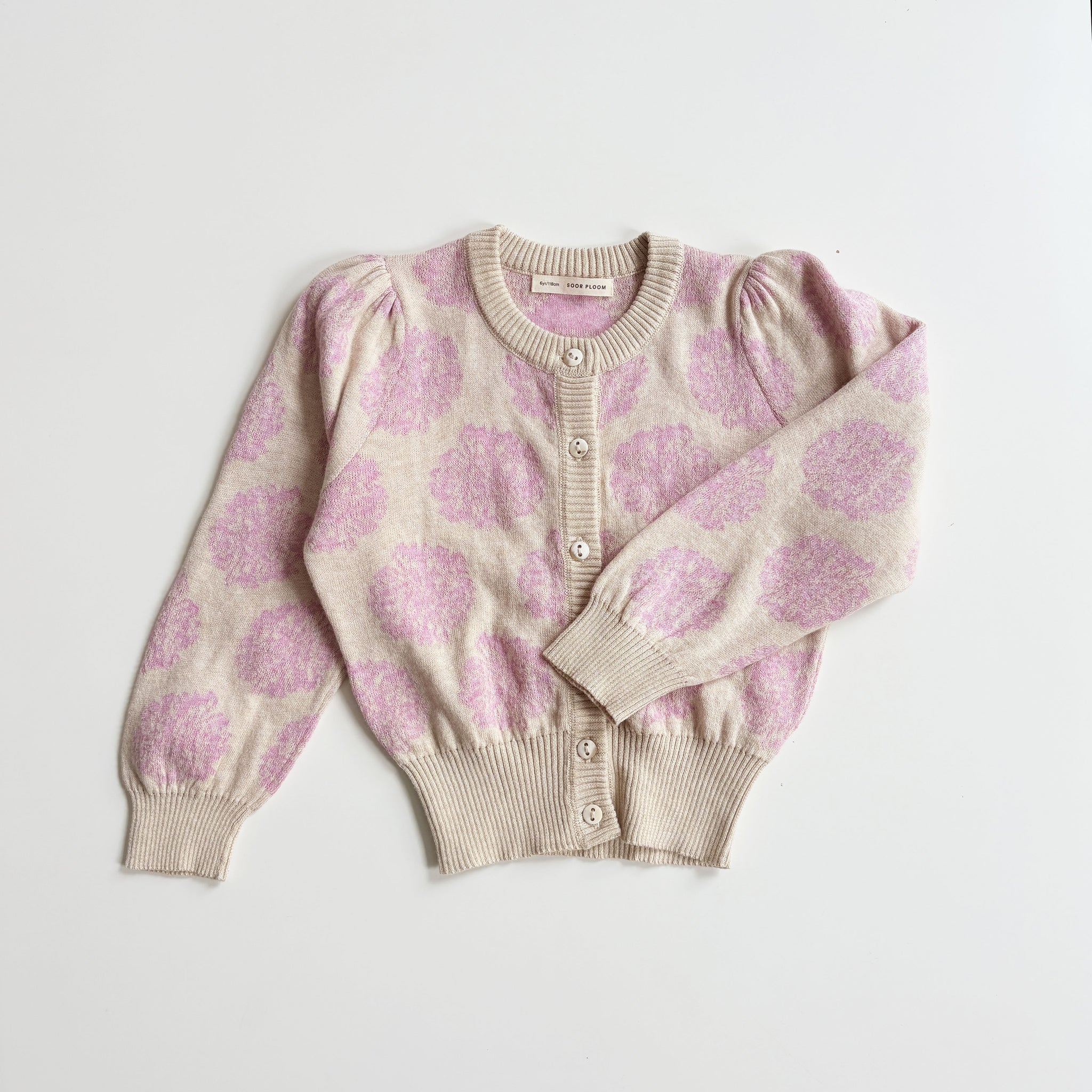 Rose Cardigan, Carnation, Bubble, Size 6