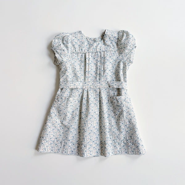 Ismay Dress, Flower Press Print, Azul, Size 5