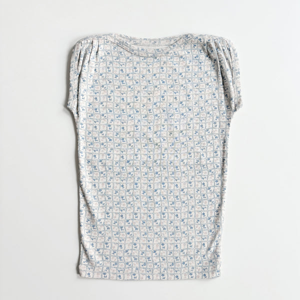 Sundae Tee, Flower Press Print, Azul, Size 6