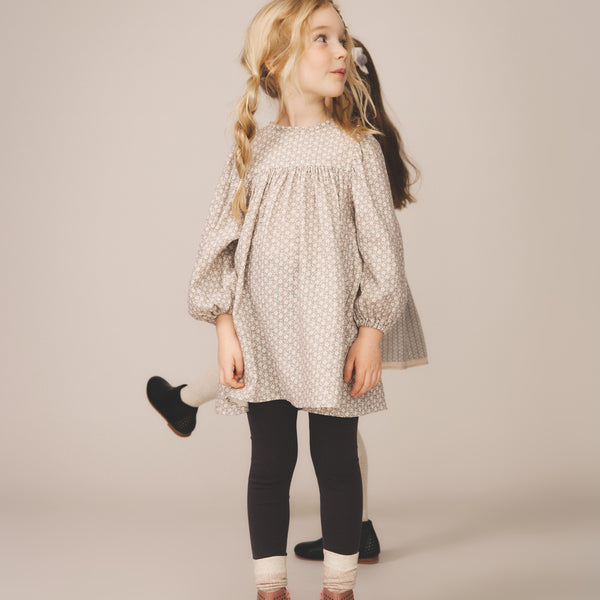 Clementine Dress, Filigree Print, Rose Smoke