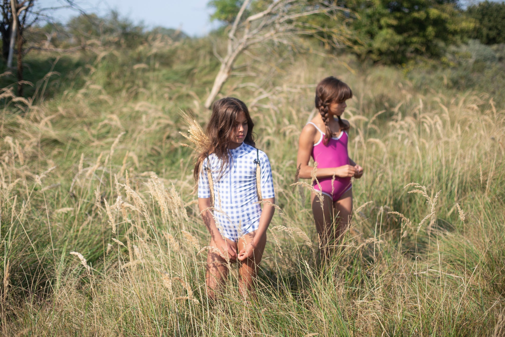 Leni Swimsuit, Gingham Print, Blueberry
