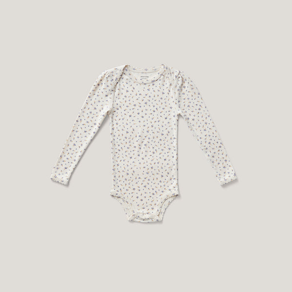 Pouf Onesie, Rosebud Print Pointelle, Haze*