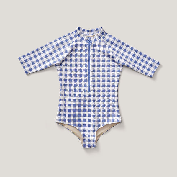 Leni Swimsuit, Gingham Print, Blueberry*