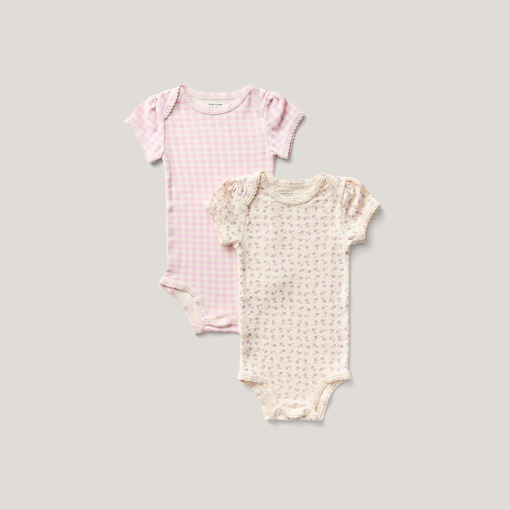 Chicweed Print Pointelle, Pansy / Gingham Print, Bubble