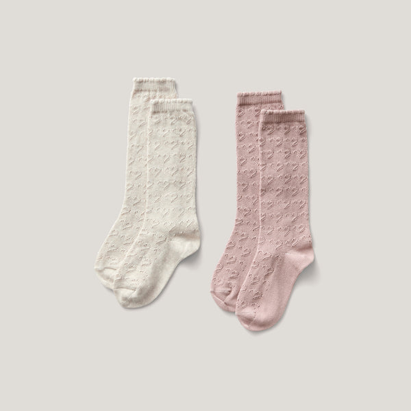 Heart Sock Set, Linen / Rose Smoke