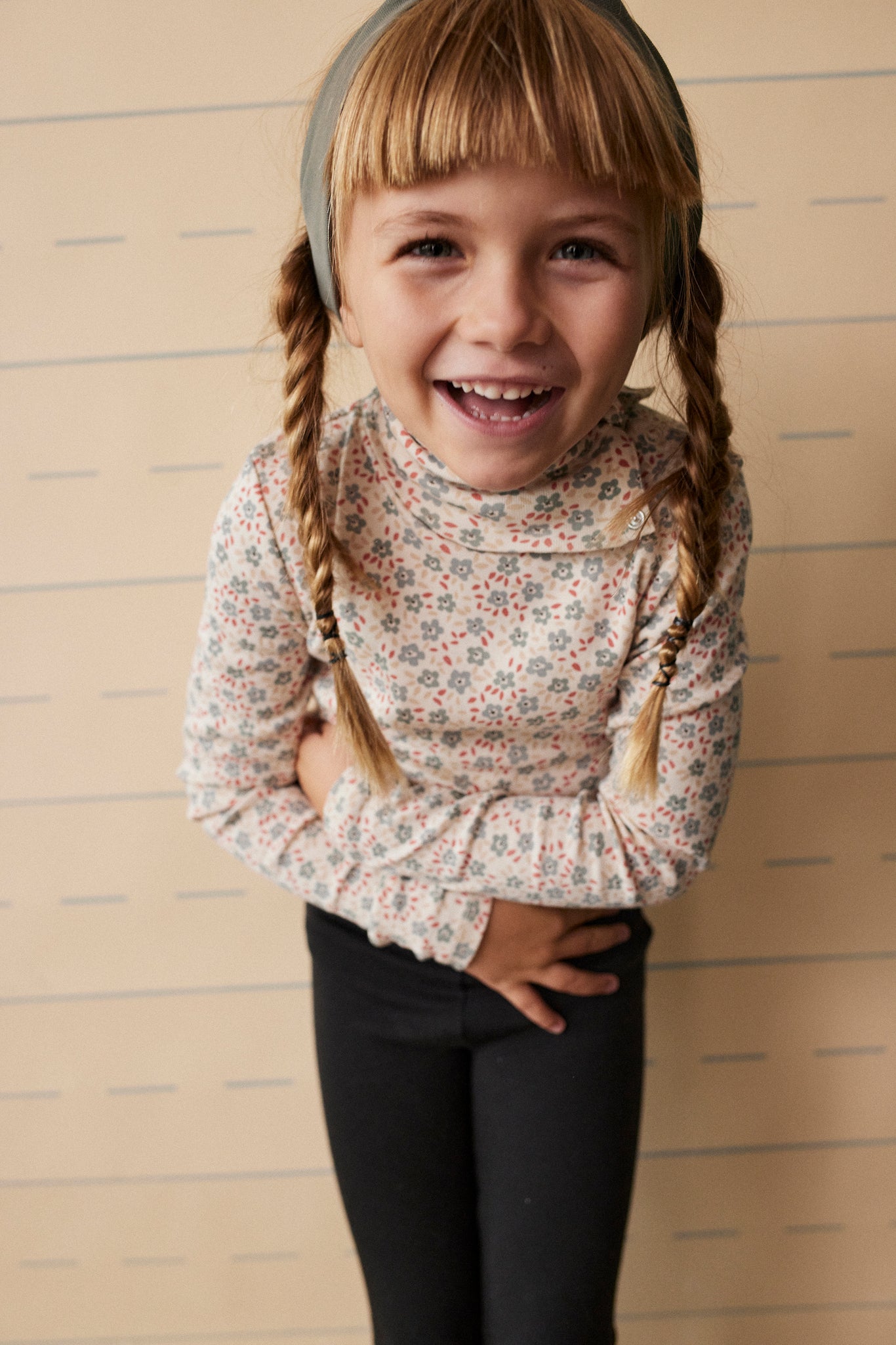 Snap Turtleneck, Meadow Print, Eucalyptus