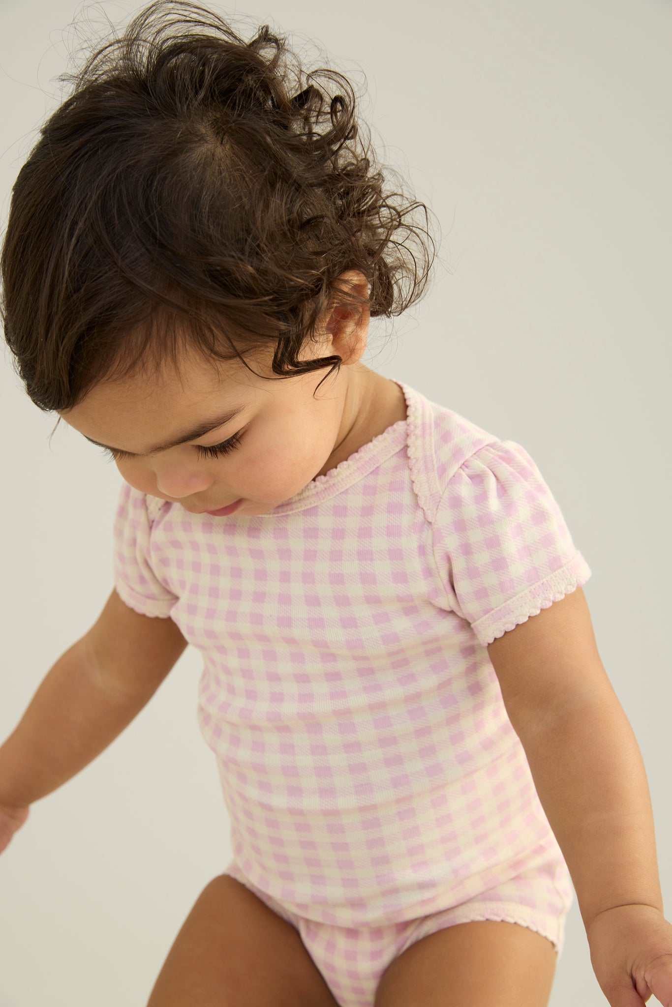 Chicweed Print Pointelle, Pansy / Gingham Print, Bubble