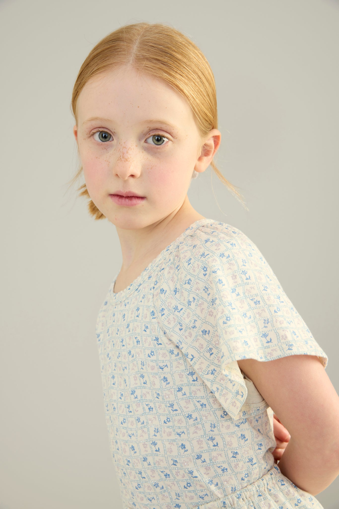 Flower Press Print, Azul