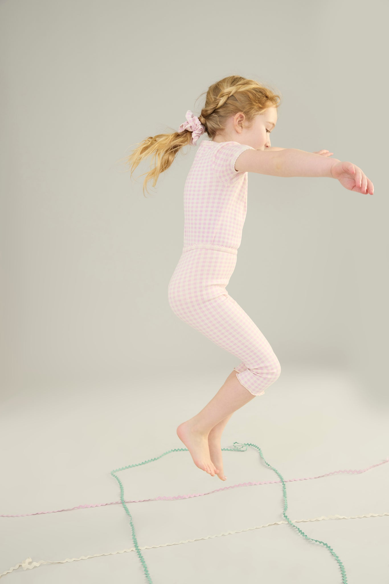 Chicweed Print Pointelle, Pansy / Gingham Print, Bubble