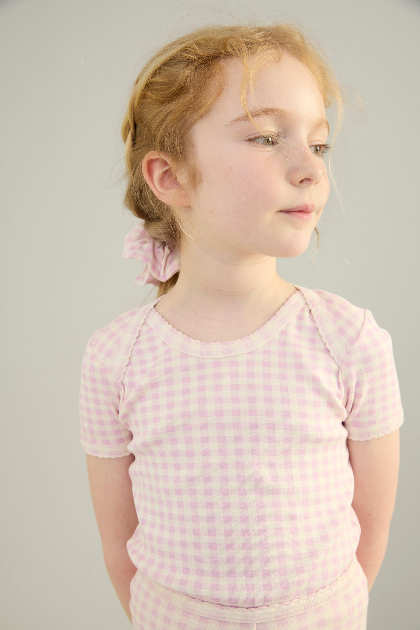 Chicweed Print Pointelle, Pansy / Gingham Print, Bubble